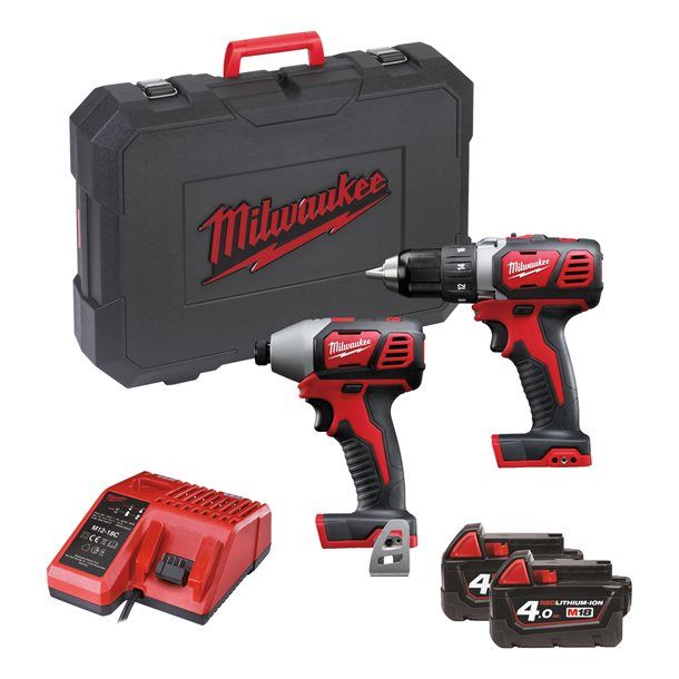 Pack 2 produits MILWAUKEE M18 BPP2D 2 batterie 18V 4.0 Ah 1 chargeur M12 18C 4933447126