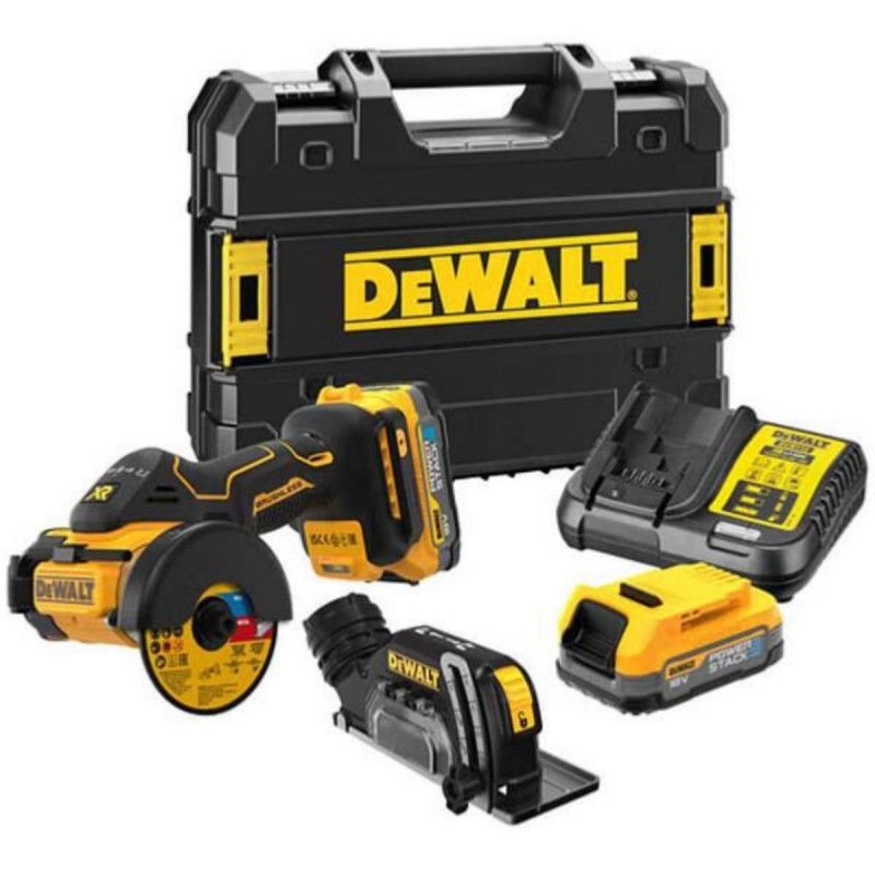 Meuleuse XR 18V 1 7Ah 76mm DCS438E2T + 2 batteries 1 7 Ah + chargeur + coffret TSTAK DEWALT