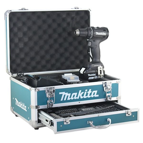 Perceuse visseuse 18V avec accessoires + 2 batteries 5Ah + chargeur rapide + coffret MAKITA DDF485TX2B - vue 2