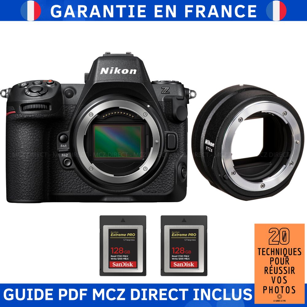 Nikon Z8 + FTZ II + 2 SanDisk Extreme PRO CFexpress Type B + Guide PDF MCZ DIRECT '20 TECHNIQUES POUR RÉUSSIR VOS PHOTOS - vue 3