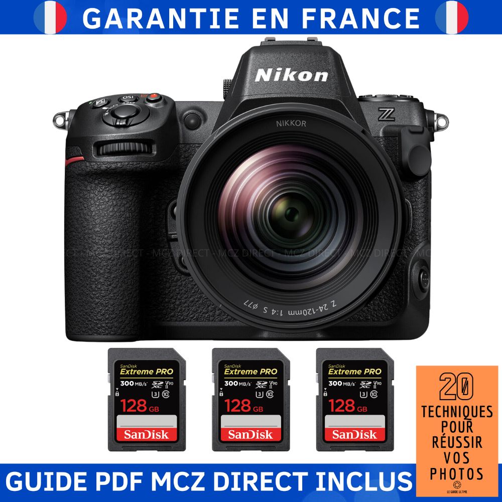 Nikon Z8 + Z 24 120mm F4 + 3 SanDisk Extreme PRO UHS II SDXC 300 MB/ + Guide PDF MCZ DIRECT '20 TECHNIQUES POUR RÉUSSIR VOS PHOTOS