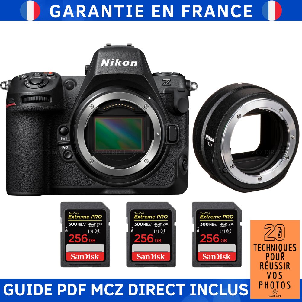 Nikon Z8 + FTZ II + 3 SanDisk Extreme PRO UHS II SDXC 300 MB/ + Guide PDF MCZ DIRECT '20 TECHNIQUES POUR RÉUSSIR VOS PHOTOS - vue 2