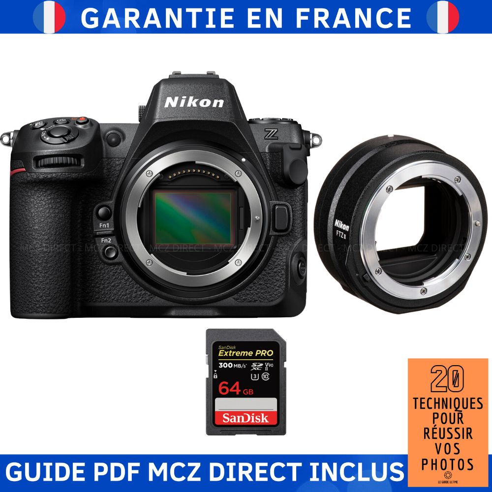 Nikon Z8 + FTZ II + 1 SanDisk Extreme PRO UHS II SDXC 300 MB/ + Guide PDF MCZ DIRECT '20 TECHNIQUES POUR RÉUSSIR VOS PHOTOS