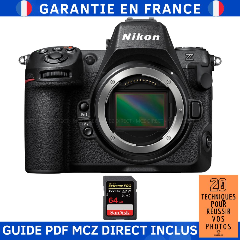 Nikon Z8 + 1 SanDisk 64GB Extreme PRO UHS-II SDXC 300 MB/s + Guide PDF MCZ DIRECT '20 TECHNIQUES POUR RÉUSSIR VOS PHOTOS