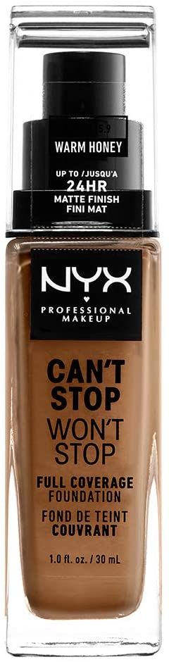Nyx Professional Makeup Can't Stopwon't Fond De Teint Liquide Couvrant Tenue 24h Waterproof Fini Fond De Teint Liquide Longue Tenue Warm Honey 30 Ml