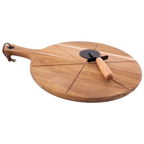 POINT VIRGULE Roulette à pizza + Planche à découper ronde 32.5 cm en acacia - vue 2