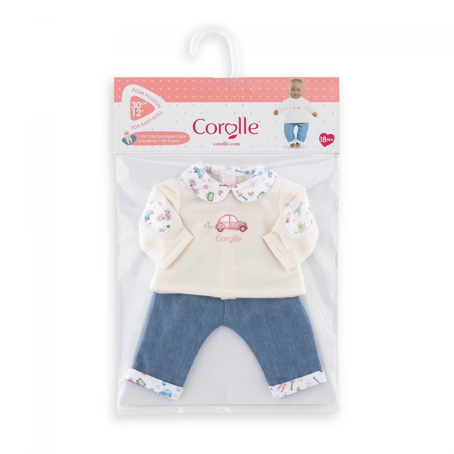 Vêtement pour poupon 30 cm : T shirt et jean Week end à paris Corolle