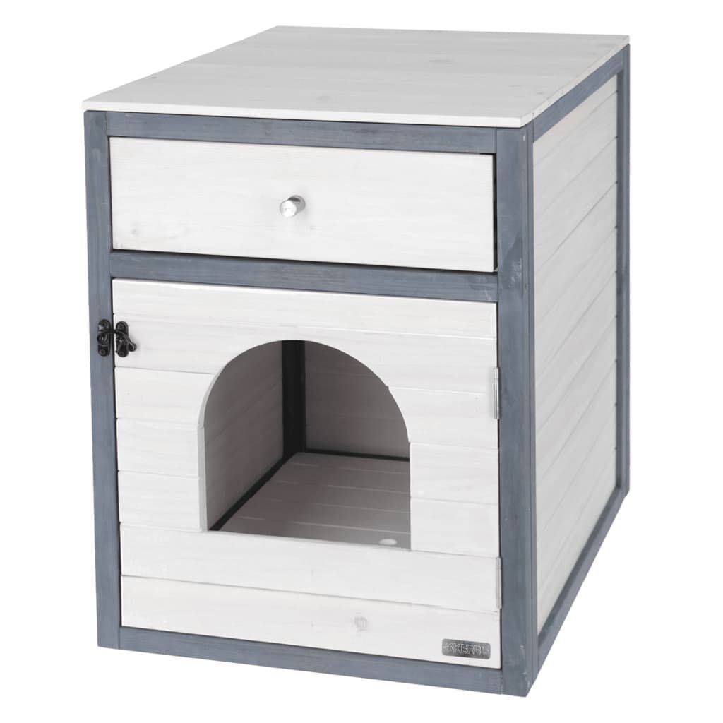 Armoire À Litière Pour Chat Ida 45x58x60 Cm Blanc Et Bleu Kerbl