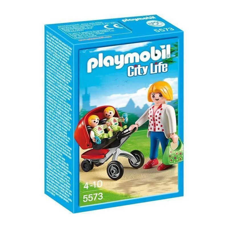 Maman Avec Jumeaux Et Landau 5573 Playmobil La Boîte - vue 4