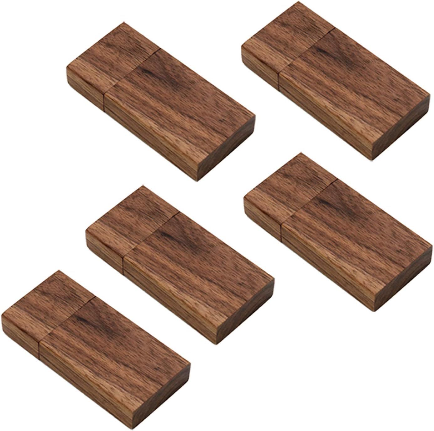 Lot De 5 Clés Usb 32 Go 16 Go 8 Go Usb 2.0 En Forme De Morceaux De Bois, Bois De Noyer (5), 8 Go