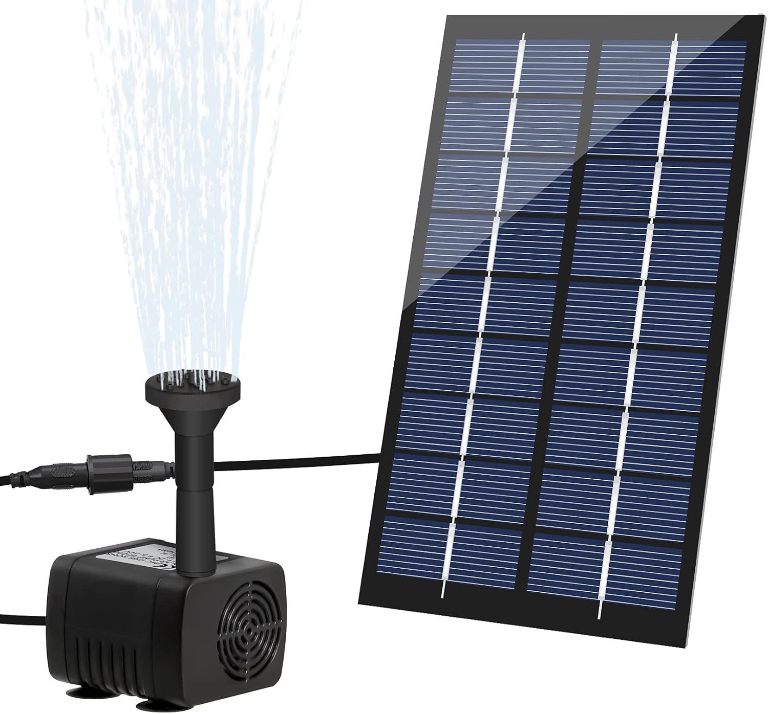 1.8W Fontaine Solaire Extérieur, Pompe à Eau Solaire pour Fontaines avec Panneau Kit de Pompe Bassin Solaire pour Bain d'oiseaux, étang, Piscine, Gardin, Aquarium