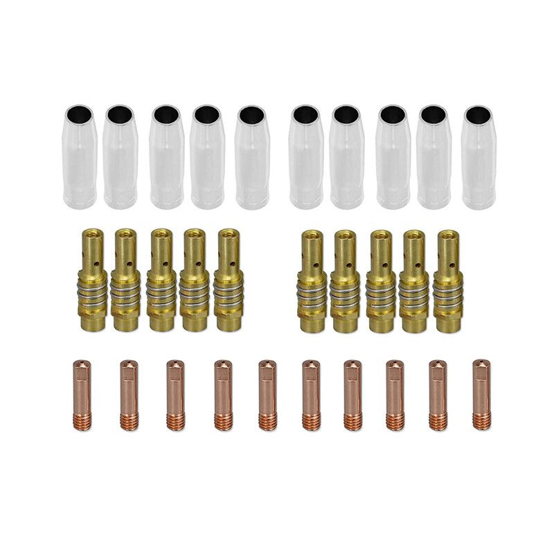 15/30pcs MB-15AK Torche De Soudage Consommables 180A MIG Torche Gaz Buse Conseils Titulaire Pistolet Cou Emballé pour MIG Machine À Souder - Type 30 PCS-0.8mm