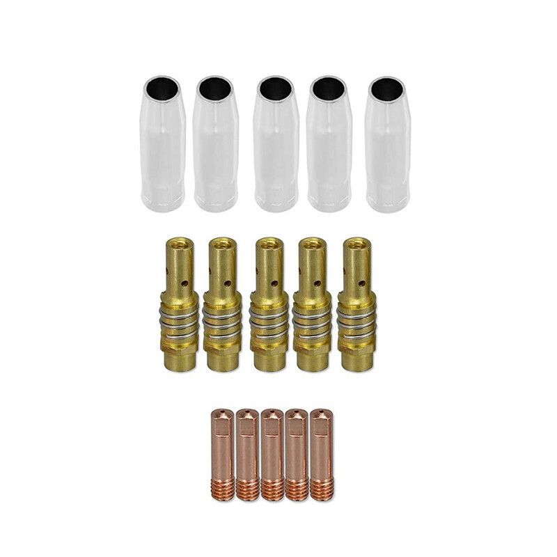 15/30pcs MB-15AK Torche De Soudage Consommables 180A MIG Torche Gaz Buse Conseils Titulaire Pistolet Cou Emballé pour MIG Machine À Souder - Type 15 PCS-0.8mm