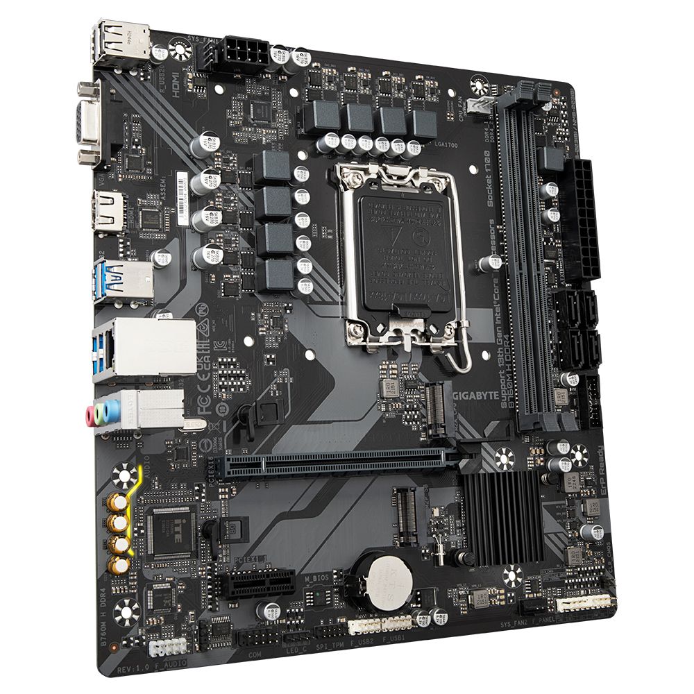 GIGABYTE B760M H DDR4 Carte Mère Prend en charge les processeurs Intel Core 14e génération VRM numérique 6+1+1 phases jusqu'à 3200MHz DDR4 OC 2xPCIe 4.0 .2 GbE LAN USB 3.2 Gen1 Neuf - vue 4