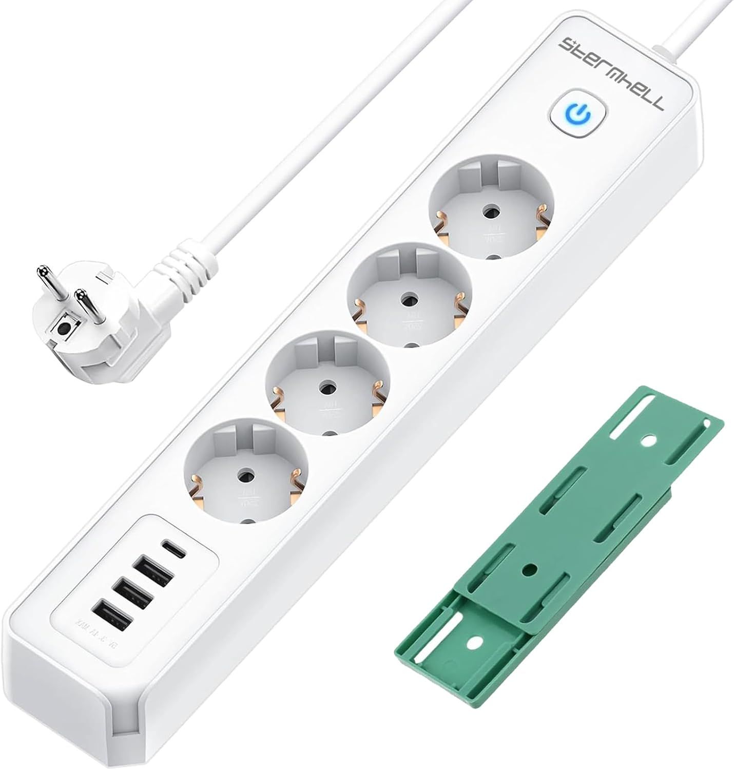 4 Prises Multiprise Avec Usb, Rallonge Multiprise 3M, 7 En 1 Multiprise Avec Interrupteur, 3600W Prise Multiple De Distribution Murale, Blanc Multiprise Bureau, Prise Multiple Avec Usb