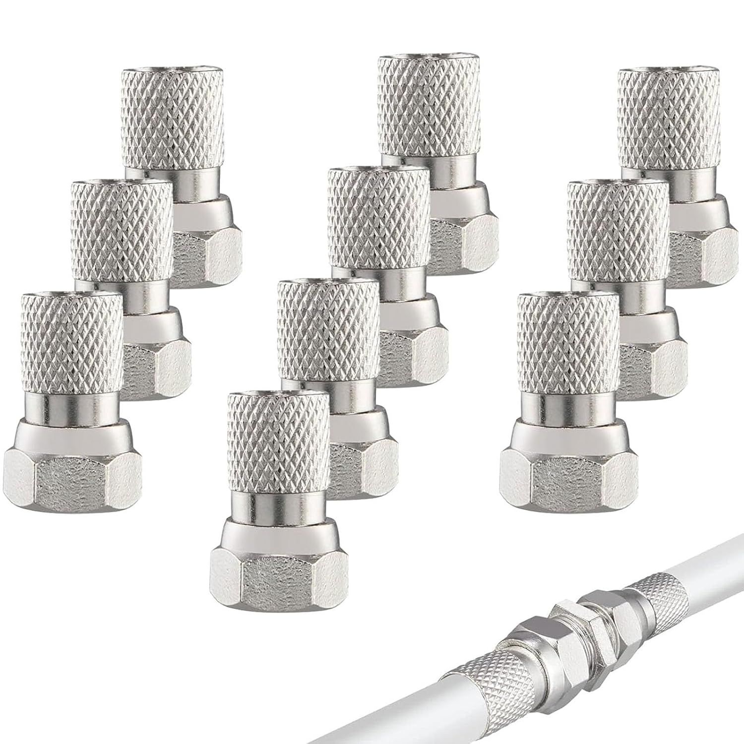 F-Connector 7mm,Connecteur F,10 pcs Prise F, Adaptateur Antenne TV,Prise Antenne TV,Fiche Antenne TV,Câble Type F,F Connector,Prise Coaxial TV,Pour câble d'antenne coaxial,Câble satellite,Système BK