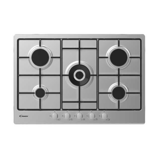 Candy CEL7P4WX plaque Acier inoxydable Built in placement 75 cm Gaz 5 zone