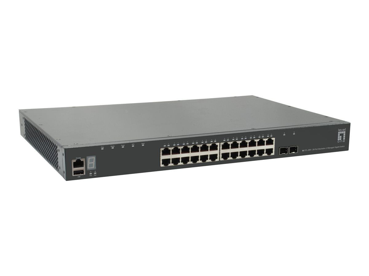 LevelOne GTL 2891 Commutateur C3 Géré 24 x 101001000 + 2 x SFP+ 10 Go liaison montante Montable sur rack