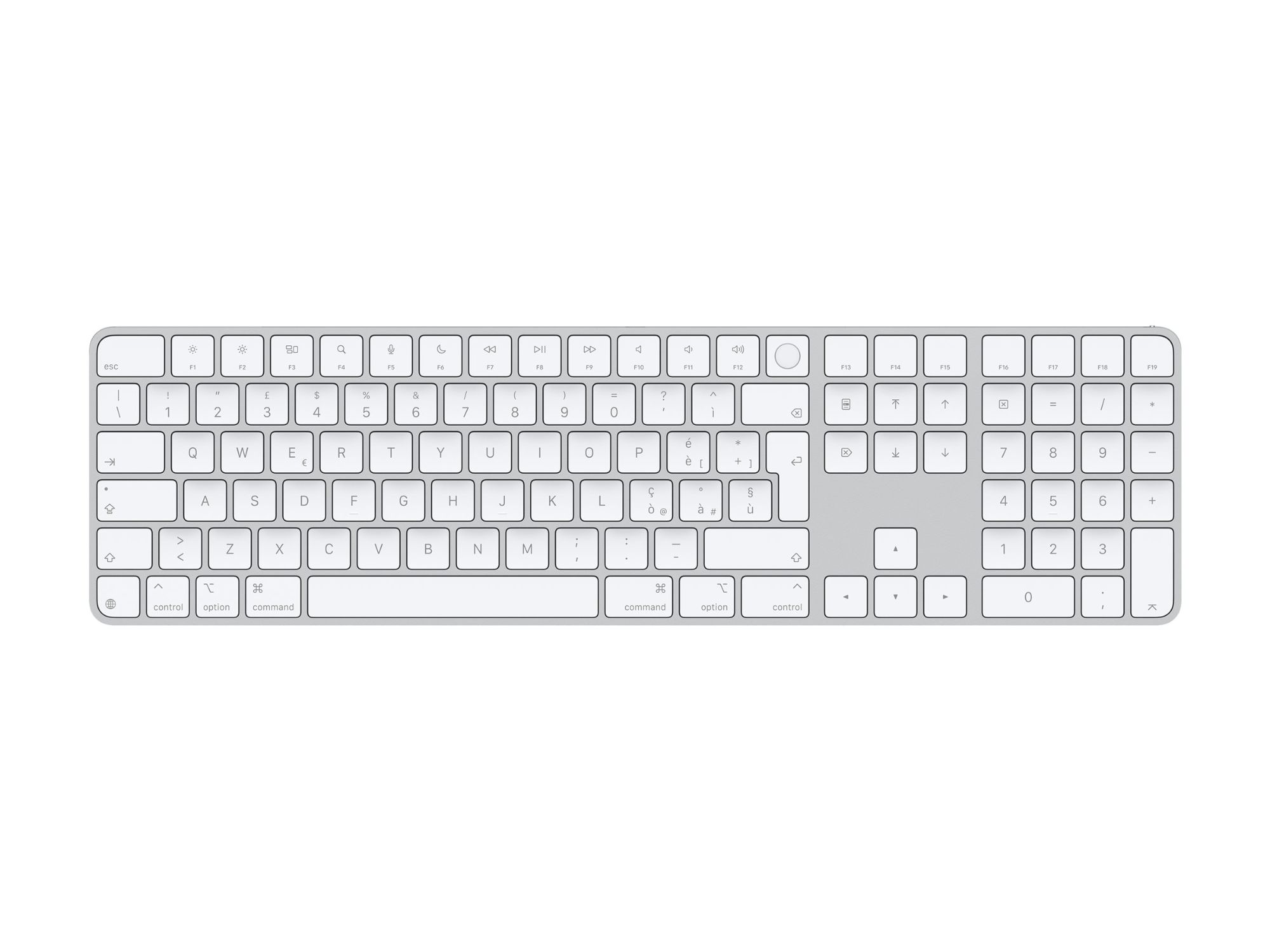 Apple Magic Keyboard with Touch ID and Numeric Keypad - Clavier - USB-C - sans fil - Bluetooth - QWERTY - Italien - clés blanches