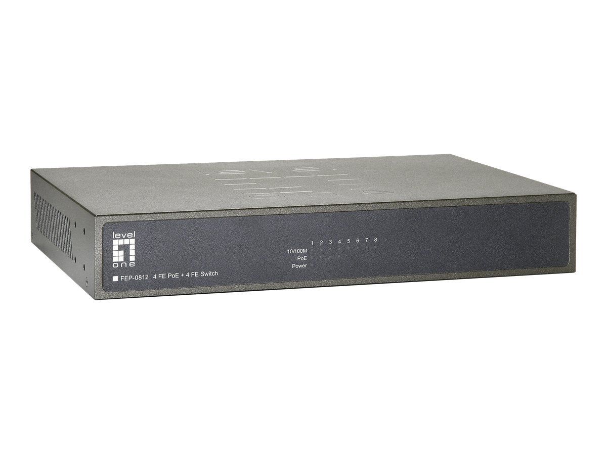LevelOne FEP 0812 Commutateur non géré 4 x 10100 PoE + 4 x 10100 de bureau Montable sur rack PoE