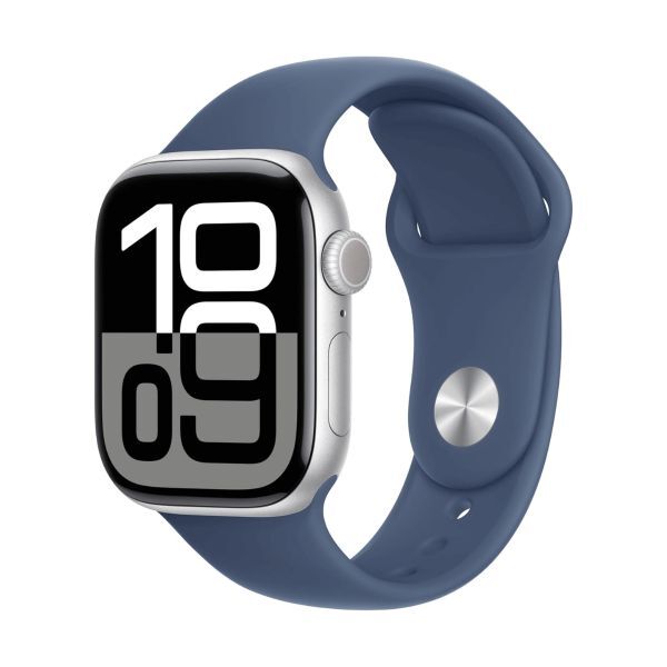 Apple Watch Series 10 Gps 46mm Aluminio Plata Y Correa Deportiva Azul (Denim) - Talla S-M