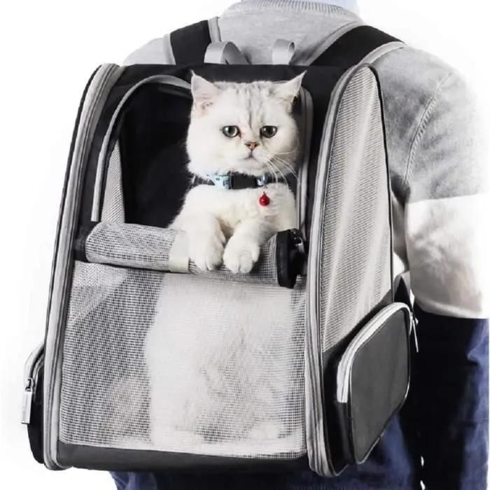 Comparer les prix de Sac De Transport Pour Chats Petits Chiens 7.5kg, Sac À Dos En Filet Respirant Pliable Avec Matelas Amovible, Pour Voyage, Marche N