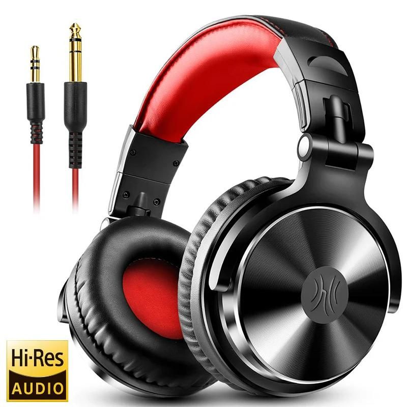 Oneodio ecouteurs avec fil Casque de studio hi-fi professionnel pour DJ avec micro, pour téléphone et PC-Pro-10-Red