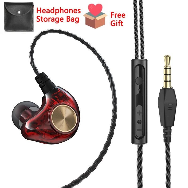 Écouteurs filaires Extra Bass 3.5mm, oreillettes avec Microphone Style nouilles, casque de Sport auriculare pour Samsung-Red