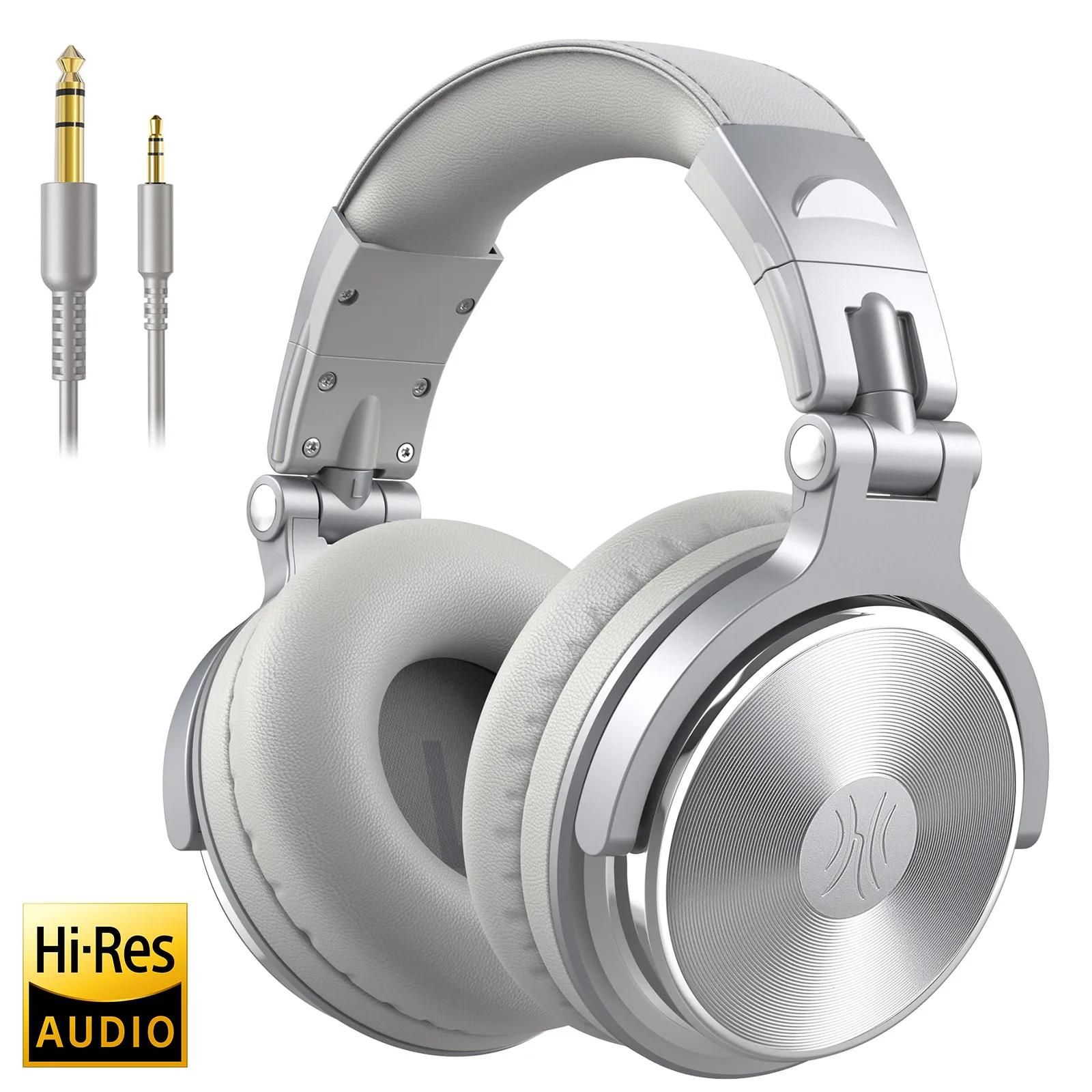 Oneodio ecouteurs avec fil Casque de studio hi-fi professionnel pour DJ avec micro, pour téléphone et PC-Pro-10-Silver-Gray