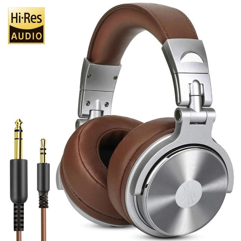 Oneodio ecouteurs avec fil Casque de studio hi-fi professionnel pour DJ avec micro, pour téléphone et PC-Pro-30-Silver