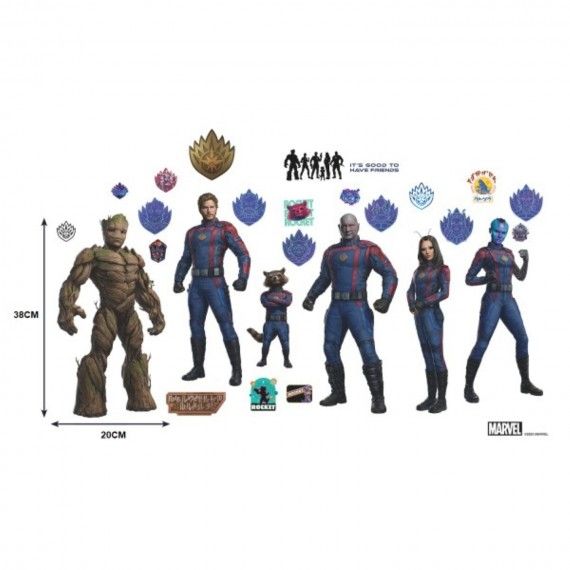 Sticker Muraux Marvel Moyen - Guardians Of The Galaxy 3 Team Set 38x20cm