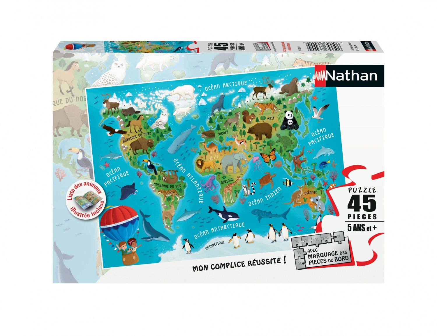 Puzzle N Nathan Puzzle 45 P - Carte Du Monde Des Animaux