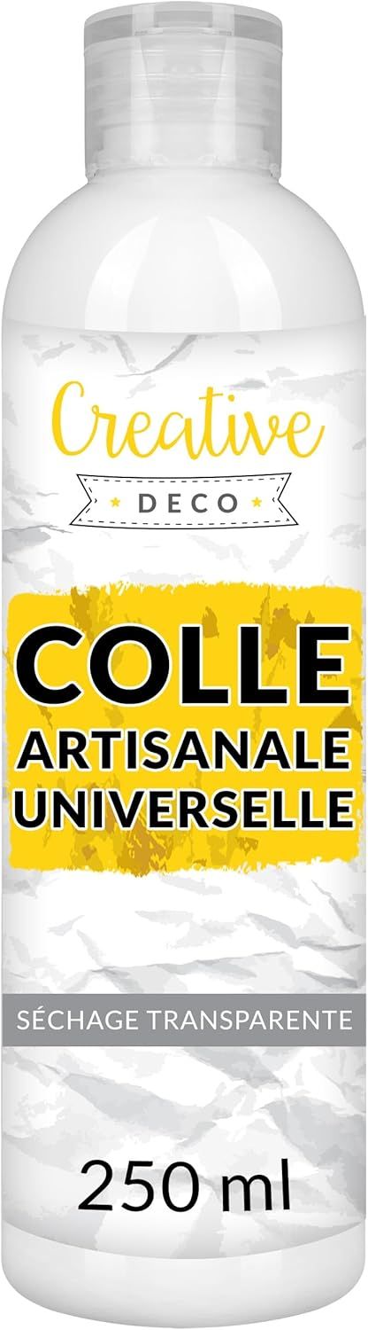 Colle Liquide PVA Blanche | 250ml | Universelle Vinylique Non-Toxique | Pour Feutre Verre Carton Tissu Bois Cuir Papier | Scolaire Artisanal Multi-Usage | Séchage Transparent et Clair