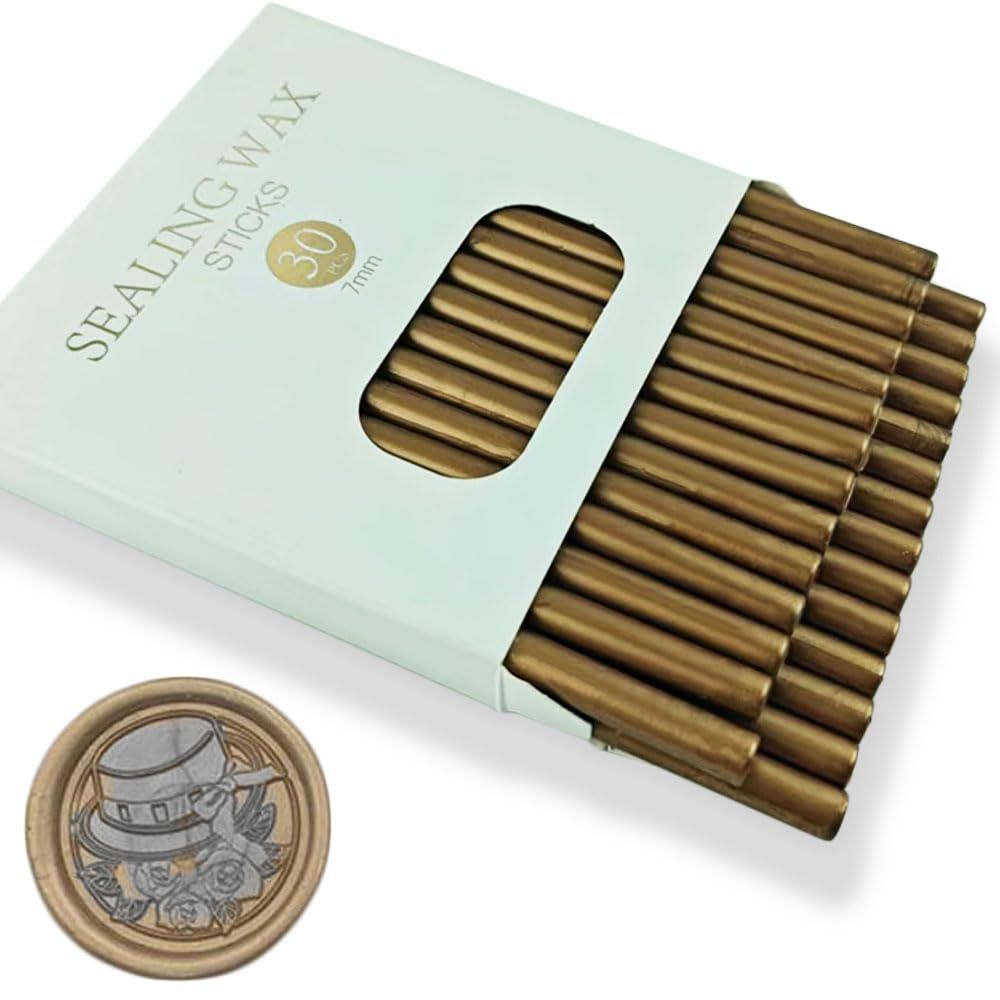 Bâton de cire, 30 PCS mini pistolet à colle bâton de cire d'étanchéité pour tampon de cire, bâtons de cire de scellement pour invitations de mariage, cartes (Brown)