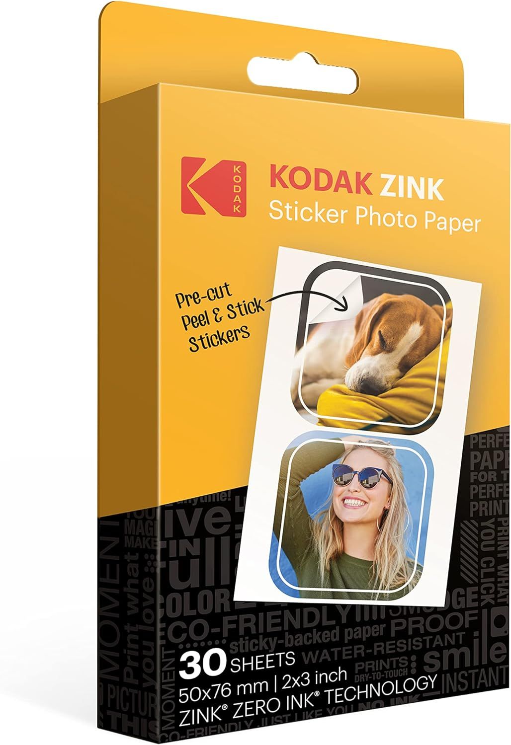 2""x3"" Premium Zink Papier Photo Autocollant prédécoupé (30 Feuilles) Compatible avec Tous Les Produits d'impression instantanée 2x3 - sauf Printomatic, Blanc