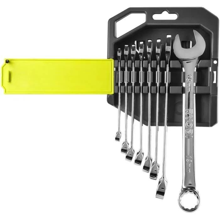 Jeu de 8 cl¿s (8. 10. 11. 12. 13. 14. 17. 19 mm) - RYOBI - Angle de reprise 15¿ - Coffret compatible avec Ryobi LINK