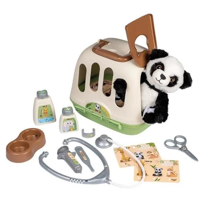 Smoby - Mallette Vétérinaire - 1 Peluche Panda Et De Nombreux Accessoires - Produit 2 En 1 : Cage De Transport - Fabrication Françai