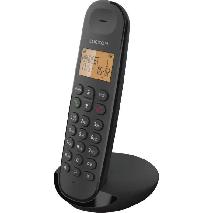 Logicom Iloa 155T - Téléphone sans fil - système de répondeur avec ID d'appelant - DECT\\GAP - (conférence) à trois capacité d'appel - noir