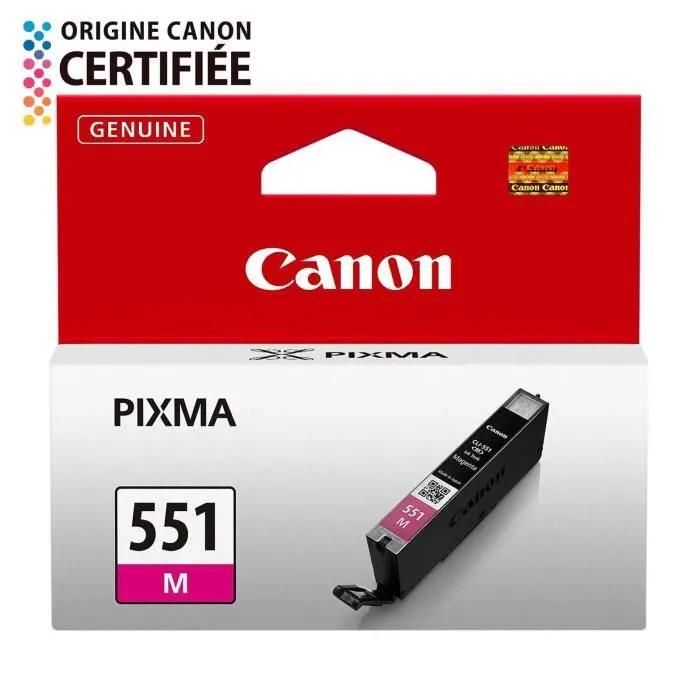 Canon CLI-551M - Magenta - originale - réservoir d'encre - pour PIXMA iP8750, iX6850, MG5550, MG5650, MG5655, MG6450, MG6650, MG7150, MG7550, MX725, MX925