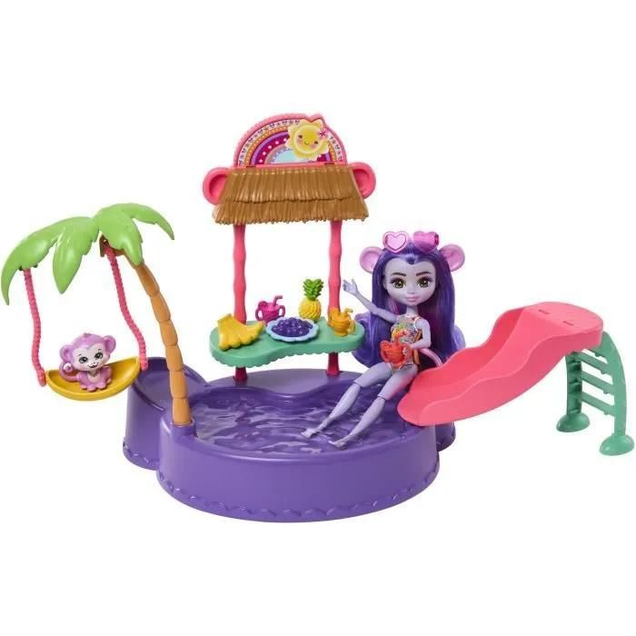 Enchantimals Piscine singe Coffret poupée et accessoires HTW73