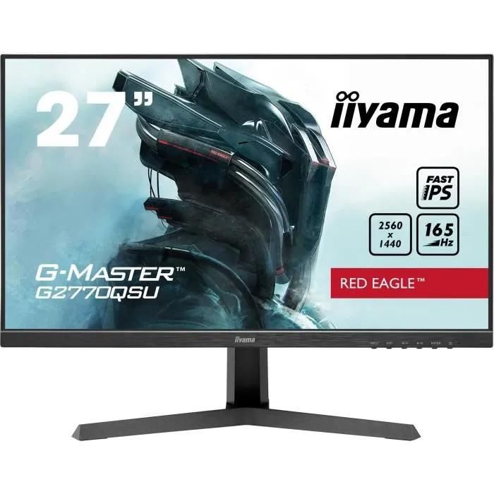 iiyama G-MASTER Red Eagle G2770QSU-B1 - Écran LED - 27 - 2560 x 1440 WQHD @ 165 Hz - Fast IPS - 400 cd/m² - 1000:1 - HDR400 - 0.5 ms - HDMI, DisplayPort - haut-parleurs - noir mat