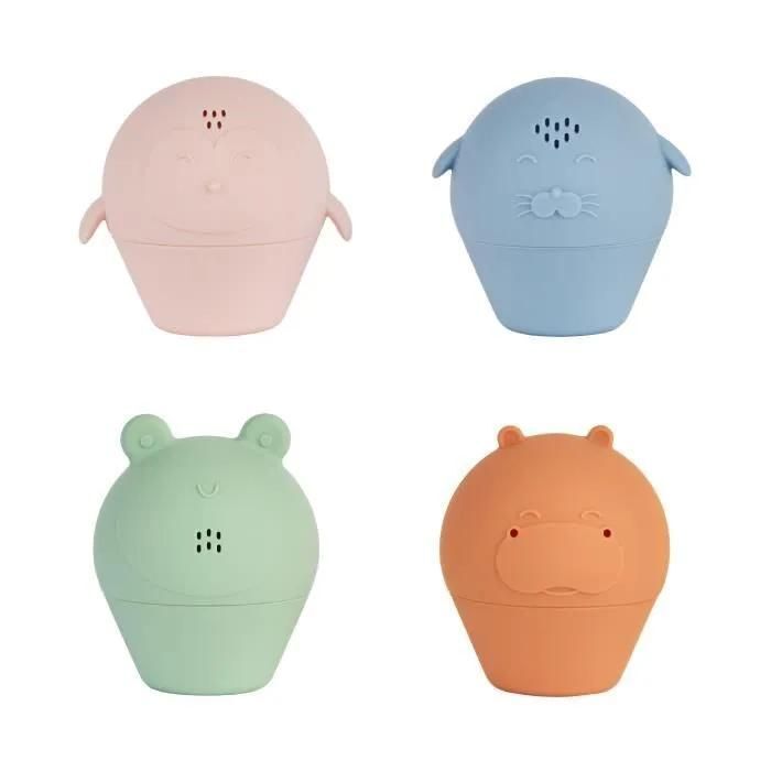 Badabulle Lot de 4 Aspergeurs de bain Jouets de Bain en Silicone Souple 'ouvrent pour être lavés - vue 2