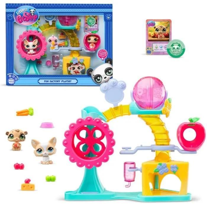 BANDAI Littlest Pet Shop Coffret Fun Factory Ensemble de jeu avec 2 animaux décor et accessoires BF00519 - vue 4