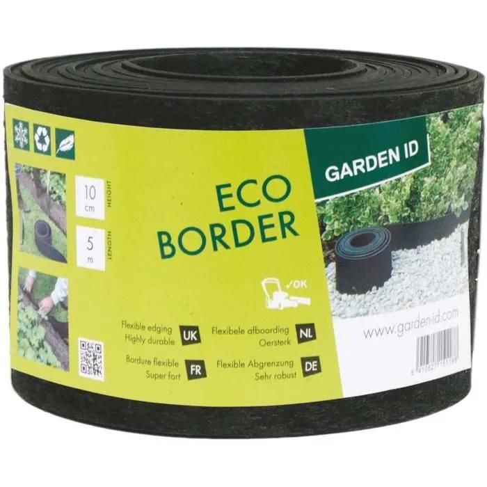 Bordure De Jardin En Caoutchouc Recyclé - Garden Id Eco Border - 5 M H10 Cm - Indestructible - Flexible, Pose Droite Ou Courbé