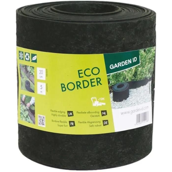 Bordure De Jardin En Caoutchouc Recyclé - Garden Id Eco Border - 5 M H20 Cm - Indestructible - Flexible, Pose Droite Ou Courbé