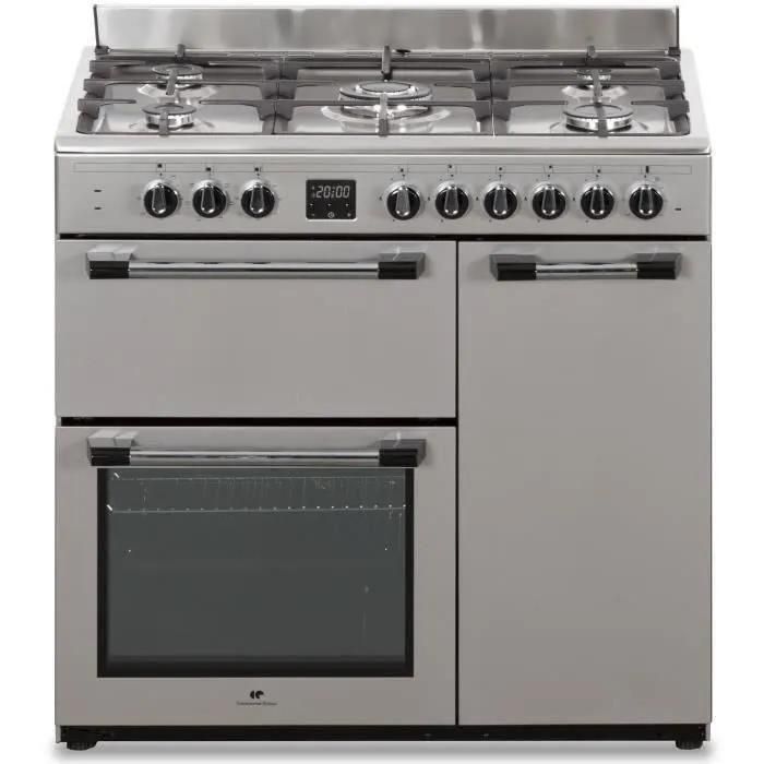 Cuisinière piano gaz 3 fours électriques CONTINENTAL EDISON CECP903FIX 5 feux Inox Largeur 90 cm - vue 2