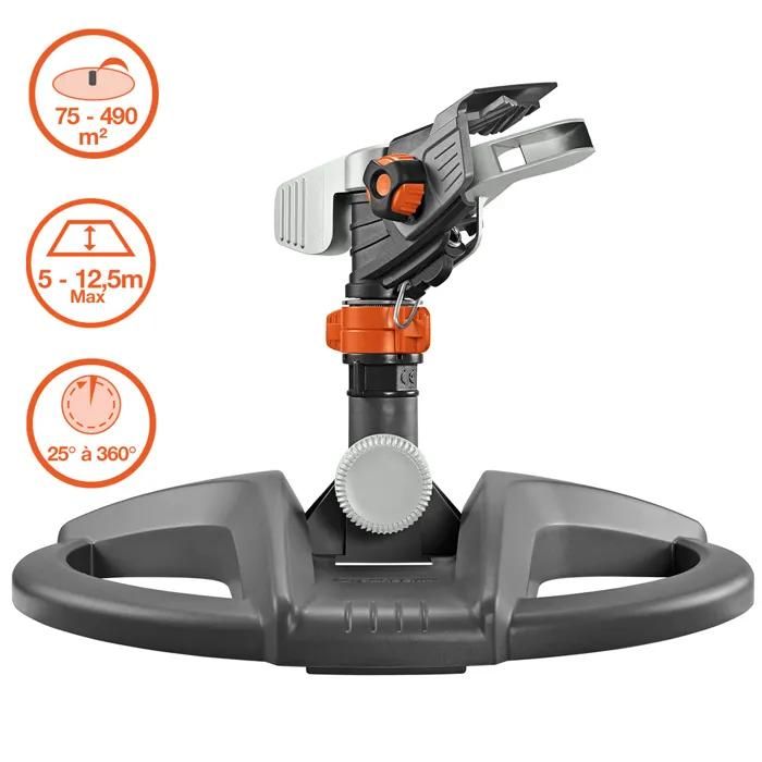 GARDENA Arroseur canon traîneau Premium – Portée réglable 12.5m max – Superficie max 490m² – Pour jardin Garantie - vue 3