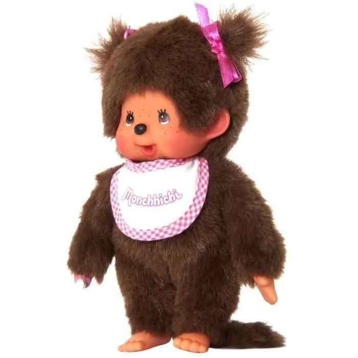 Bandai Monchhichi Fille Rose & Blanc 20cm