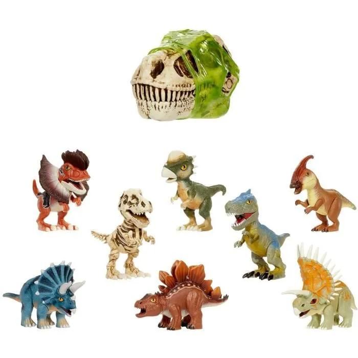 Grossmos - Tete De Dinosaure Géante - Découvre Tes Mini Dinosaures Dans Le Slime - 4 Modeles A Collectionner - Aléatoire