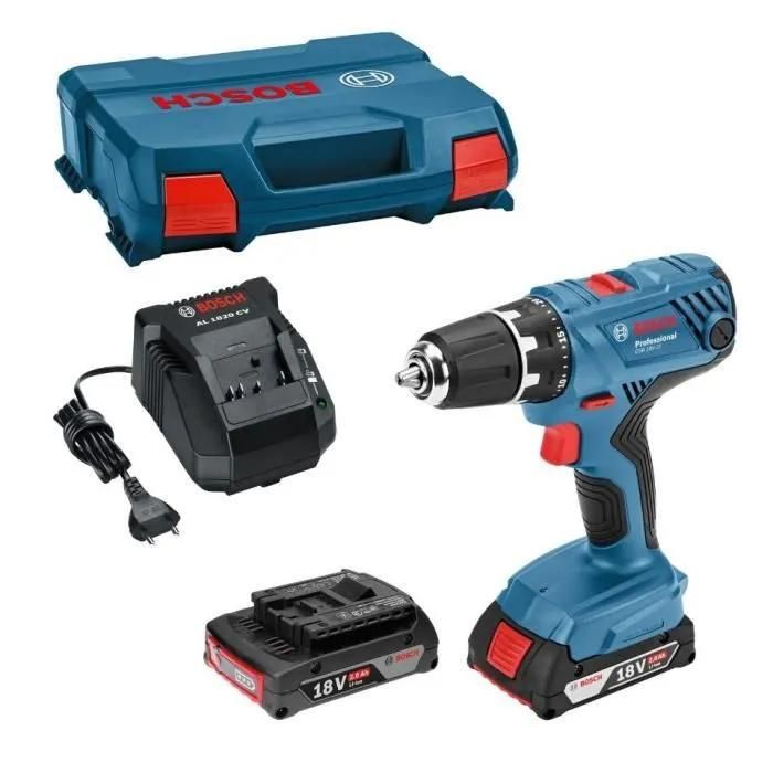 Perceuse à percussion Bosch Professional GSB 18V 21 + 2 batteries 2 0Ah + Chargeur GAL 1820 06019H1109 - vue 2